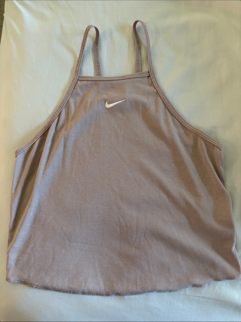 Nike Ribbed Strappy Tank Top in Dusty Mauve